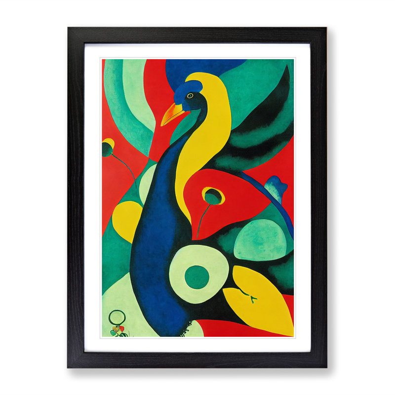 Peacock Abstract No.2 - Single Picture Frame Print, Black, 64cm H x 46cm W