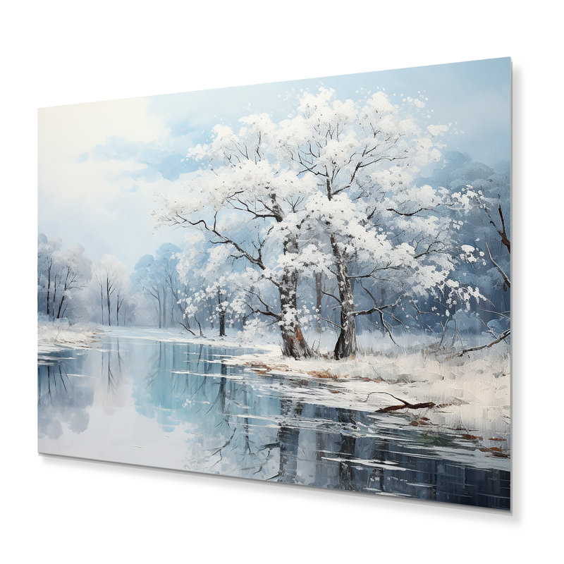 Winter Country Charm Landscape V - Impression de paysages sur métal, H 16 po x l 32 po x P 1 po