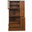 Armoire de cuisine de 70,87 po de hauteur avec tablette de rangement coulissante multifonctionnelle à plusieurs niveaux, tablette latérale à 4 niveaux, 2 tiroirs, avec porte vitrée, cloche à nourriture autoportante avec support à micro-ondes pour salle à manger