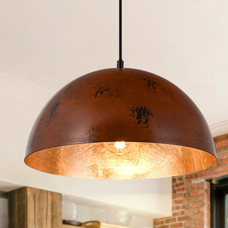 Luminaire suspendu en forme de dôme à 1 lumière Xeniya, 15"