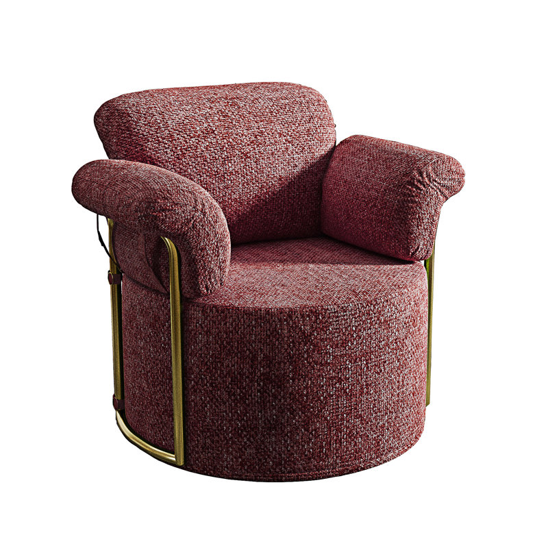 Canapé rembourré pivotant, Rouge / Brun