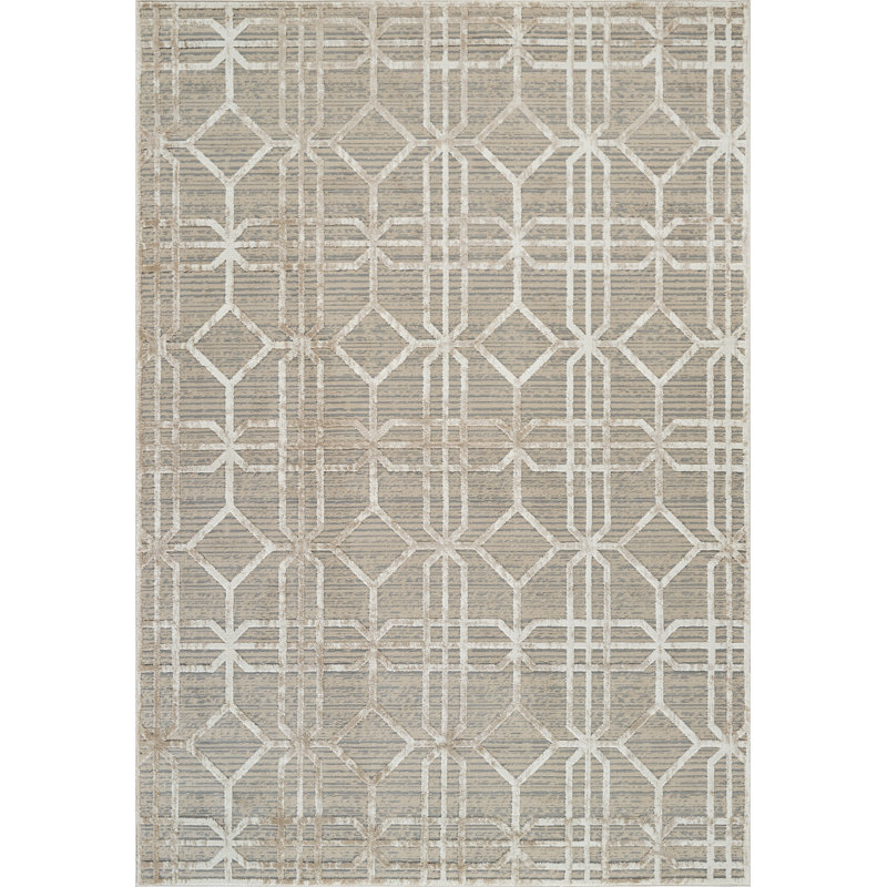 Rug Branch Kiona 8' x 11' (7'10" x 10'10") Beige/Brown Trellis Indoor Area Rug, Modern, Medium Pile, Stain-Resistant Carpet - Living Room, Bedroom, Dining Room, and Kitchen