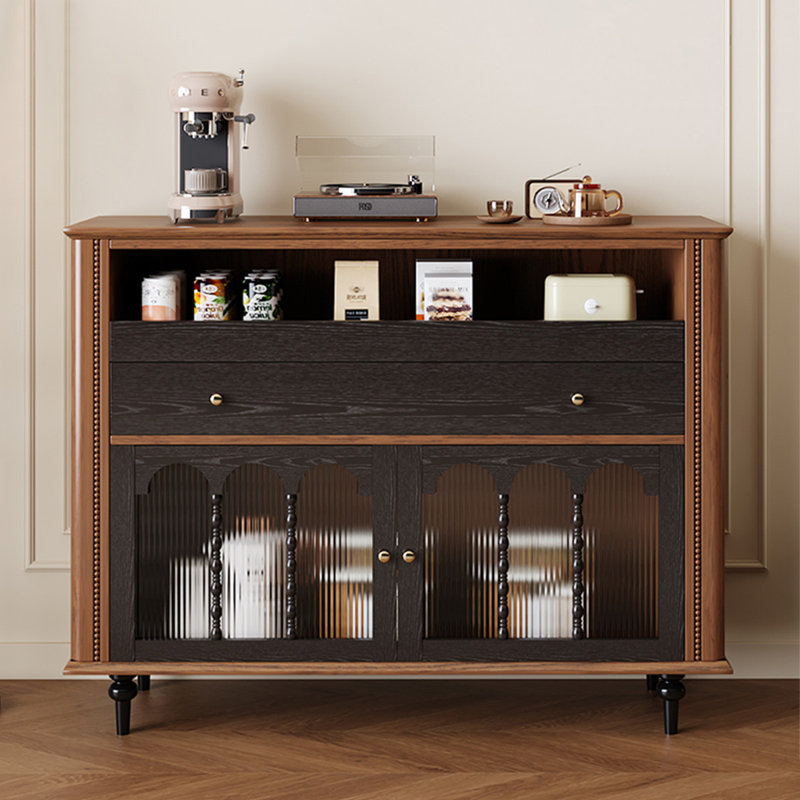 Retro Black Solid Wood Accent Cabinet, 39.37" H x 43.31" W x 15.75" D