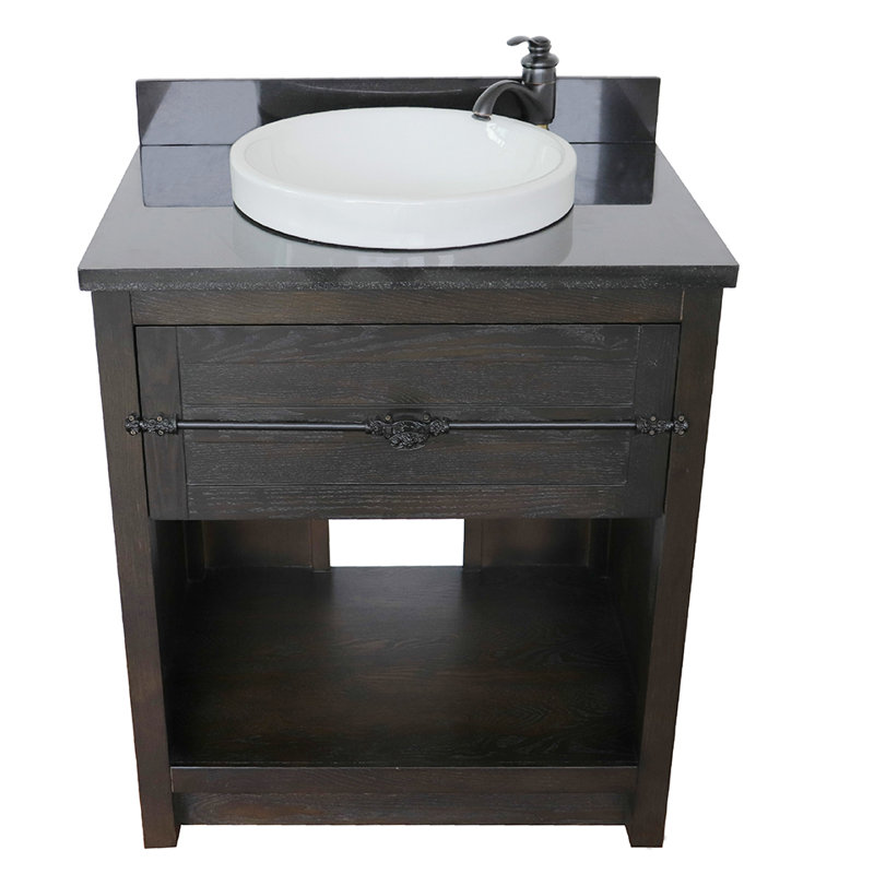 Ensemble de meuble-lavabo simple 31 po Zimmerman, Brun cendré, Noir galaxie