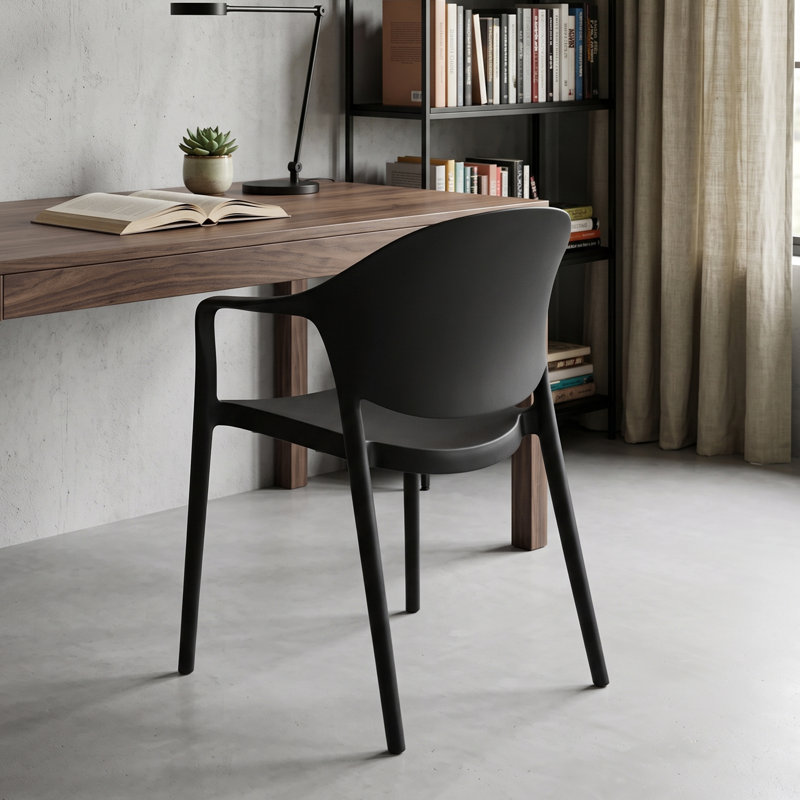 Ensemble de 4 chaises de patio empilables avec dossier incurvé, fauteuil d'extérieur en plastique, aucun assemblage requis