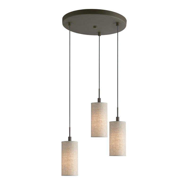 3 - Light Cluster Pendant, Grey Shade, Bronze
