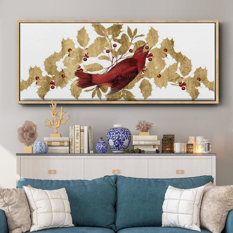 Red Bird Christmas Collection D- Framed Canvas, 20" H x 50" W