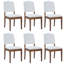 Chaises de salle à manger rembourrées en similicuir blanc (ensemble de 6)-1294883692
