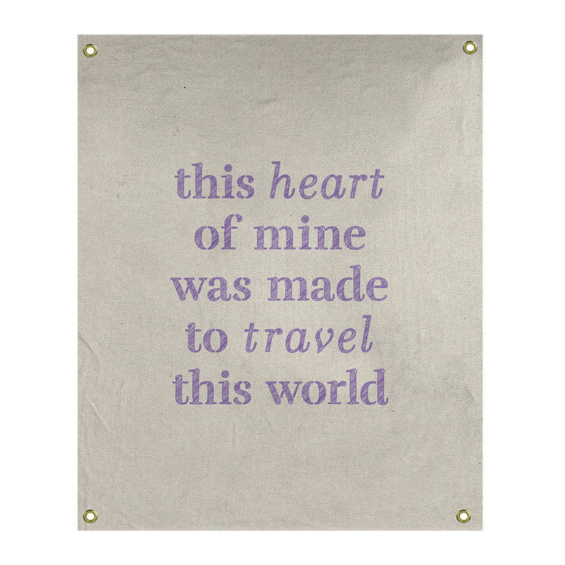 Tapisserie de polyester, voyage d’amour, H 80 po x l 59 po, Blanc / Mauve