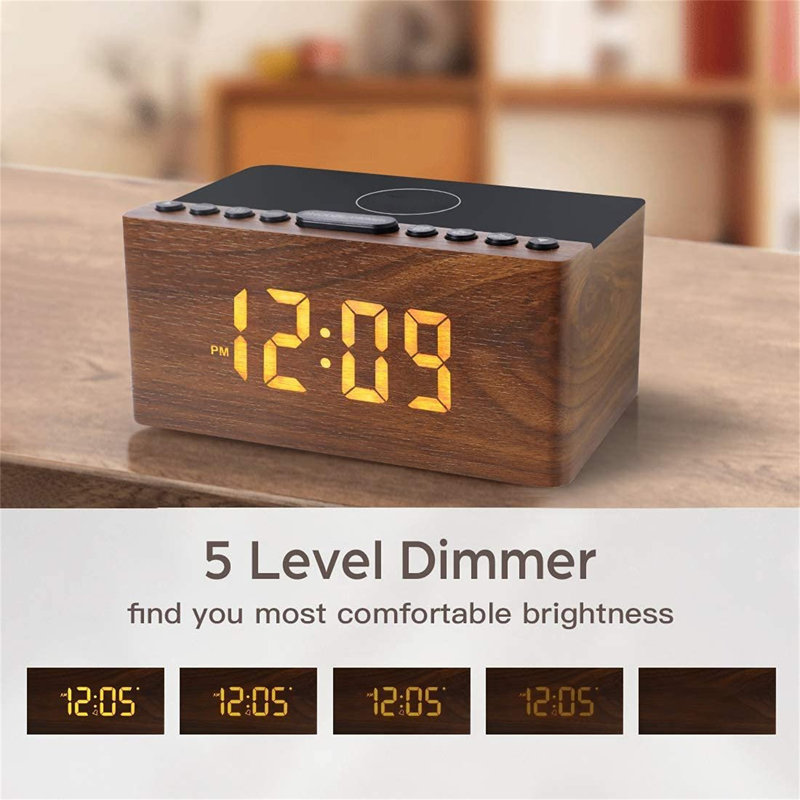 Digital Electric Alarm Tabletop Clock, Brown