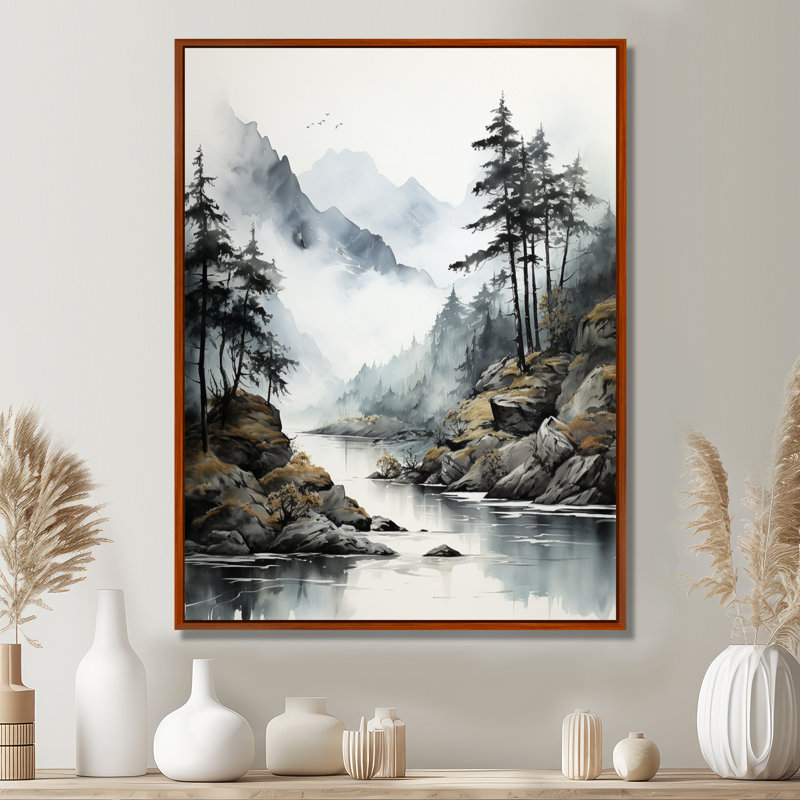 Herzl Alaska Misty Fjords I - impression, H 40 po x l 30 po x P 1,5 po, Cadre flottant brun