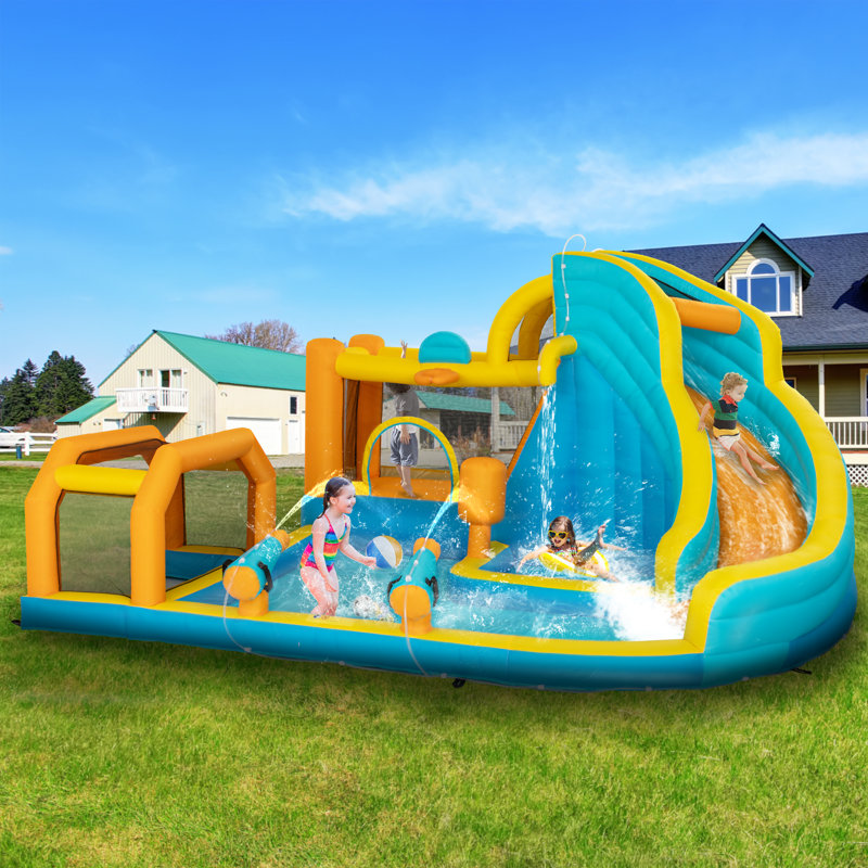 Jeu gonflable ECLIFE 14,6 pi x 11,4 pi avec glissade d'eau et souffleur d'air