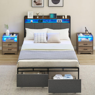 Lit plateforme tapissier avec rangement Chickering