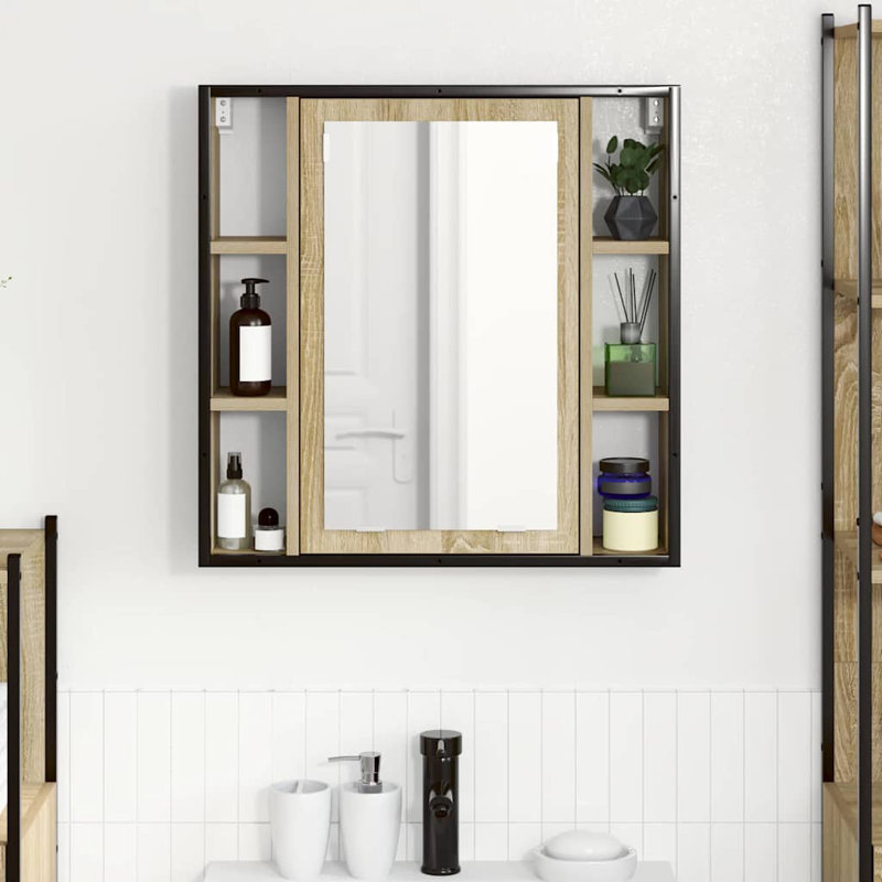 Bathroom Mirror Cabinet 60 X 16 X 60 Cm Engineered Wood