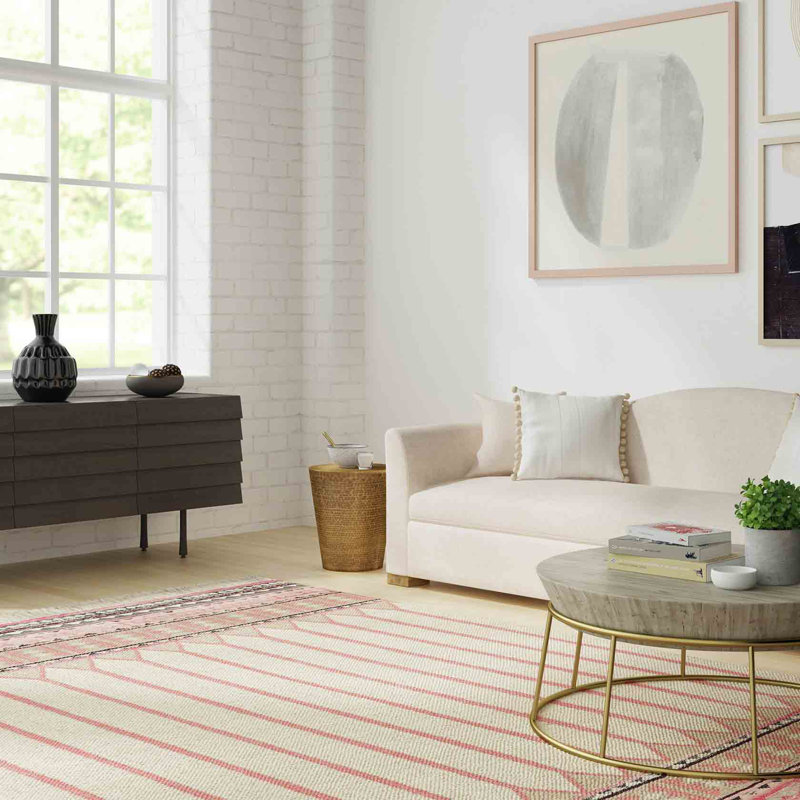 Sand In Your Feet Southwestern Area Rug in Pink/Beige/Gray, Rectangle 9' x 12'