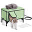 Elevated Heated Cat House Cuboid Kitty Shelter with Heated Pad Green (S)-388054041