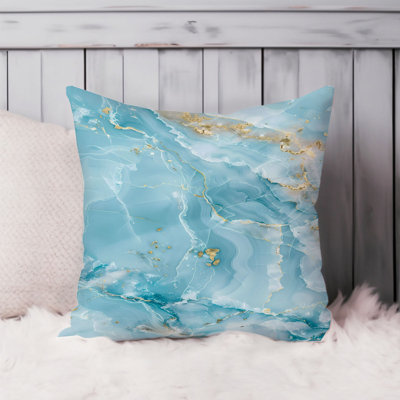 Abstract Light Blue Marble Geode Crystals III Pillow Cover