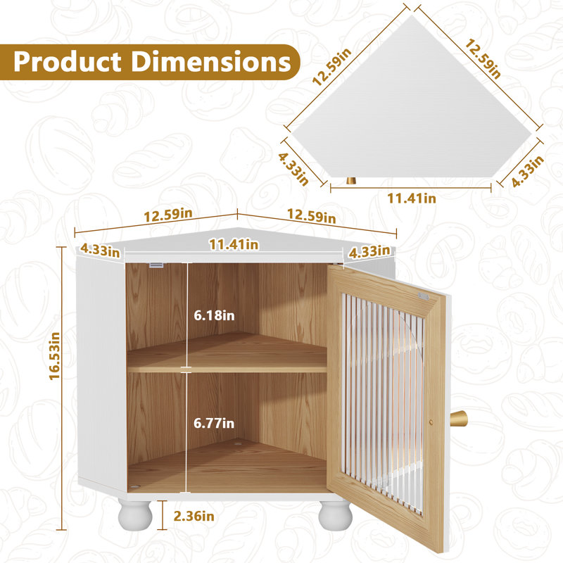 2-Layer Bread Box For Kitchen Countertop, White