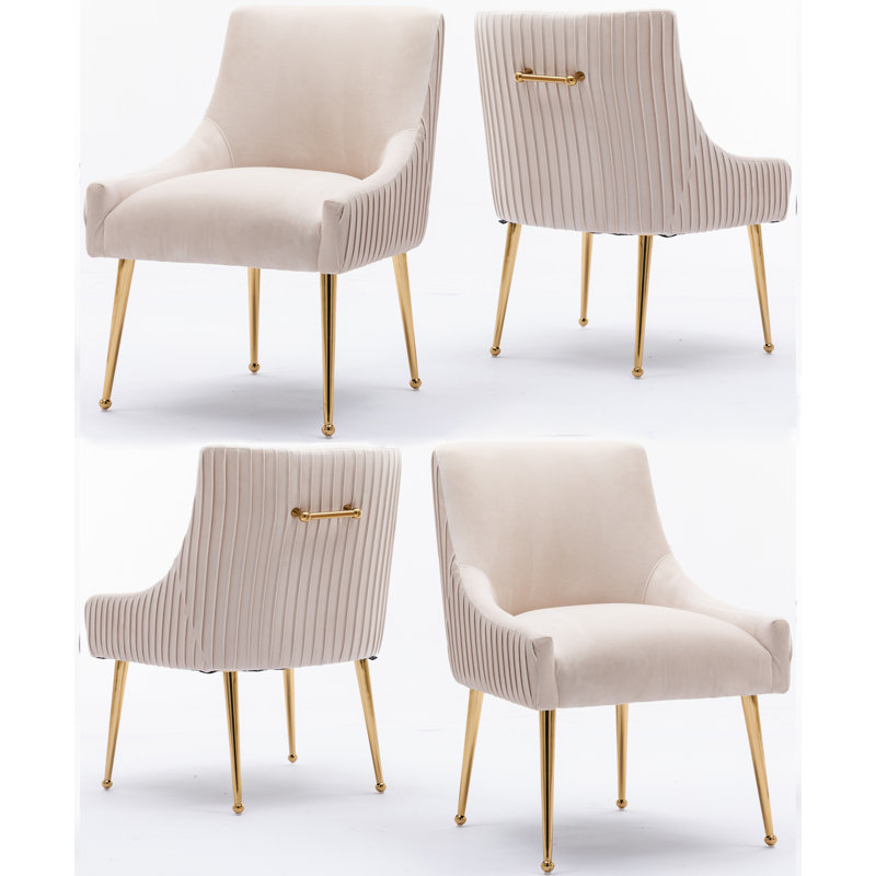 Baudel Velvet Side Chair, Beige