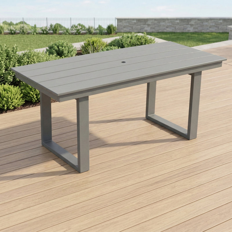 Table de salle à manger et de réunion extérieure, finition grise.
