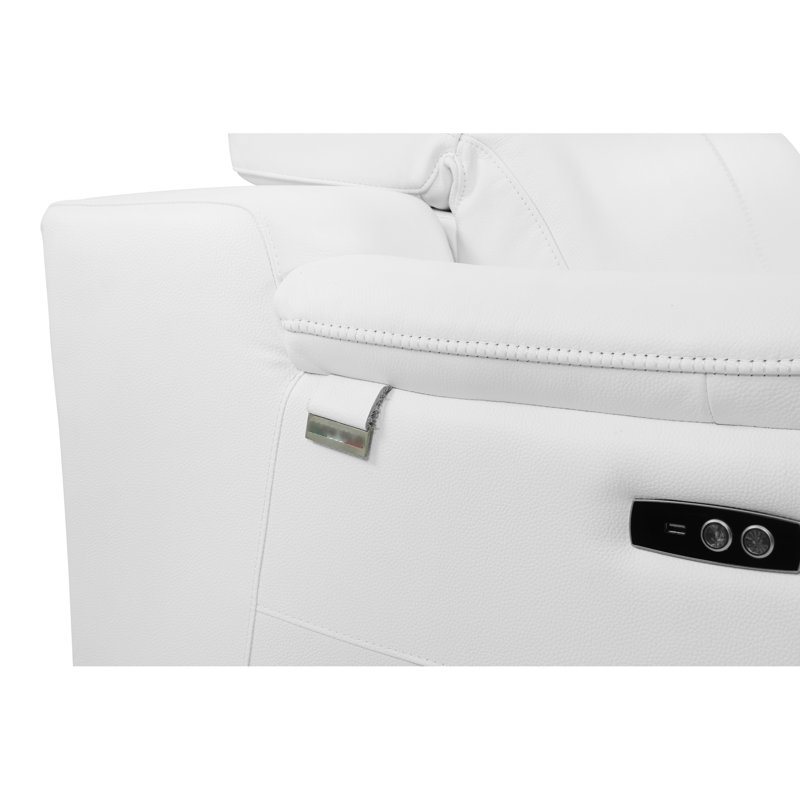 Fauteuil inclinable électrique en cuir avec pieds et cadre blanc inclinable