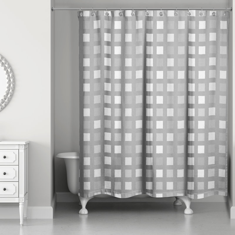 Rideau de douche à carreaux Roshan, Gris