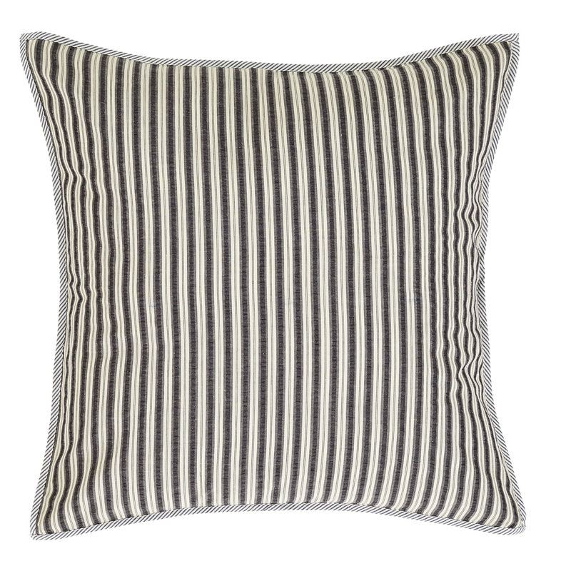 Ashmont Charcoal and Antique White Cotton Euro Sham