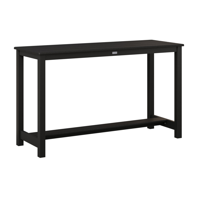 Balcony Outdoor Rectangle Bar Table, Matte Black, 35.5" H x 60" W x 22" D, Black