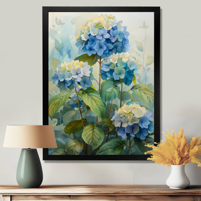 Bleu et vert jardin fleuri hortensia II - hortensia art mural