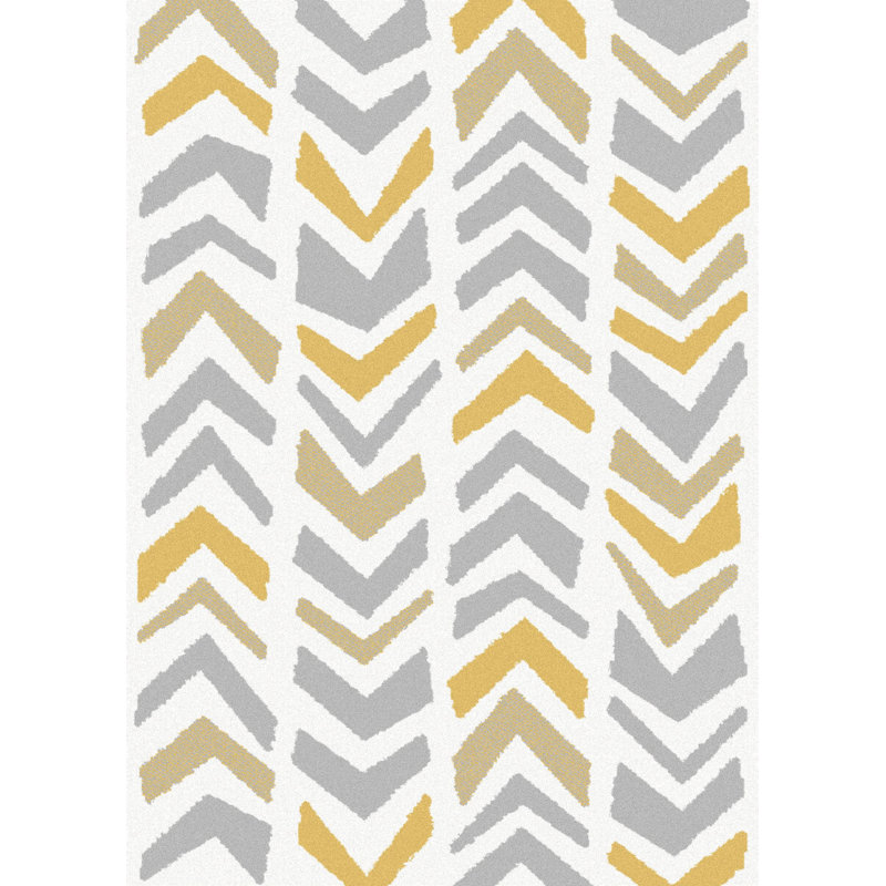 Arden Power Loom Yellow/Grey Rug, Rectangle 160 x 220cm