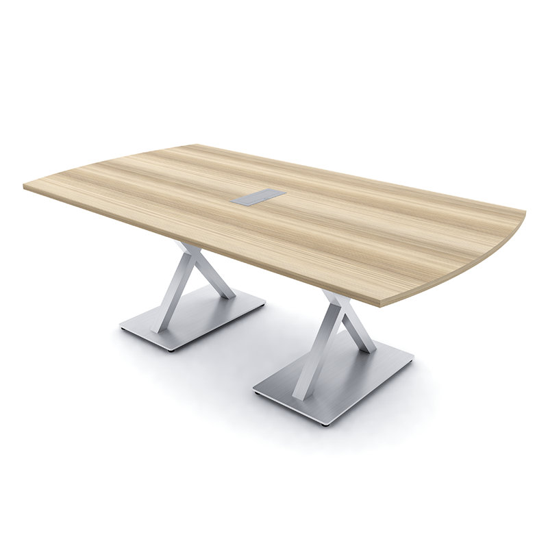 Table de conférence Pavert Arc Unité électrique, Blond blond cendré, Argent, H 30 po x l 84 po x P 48 po