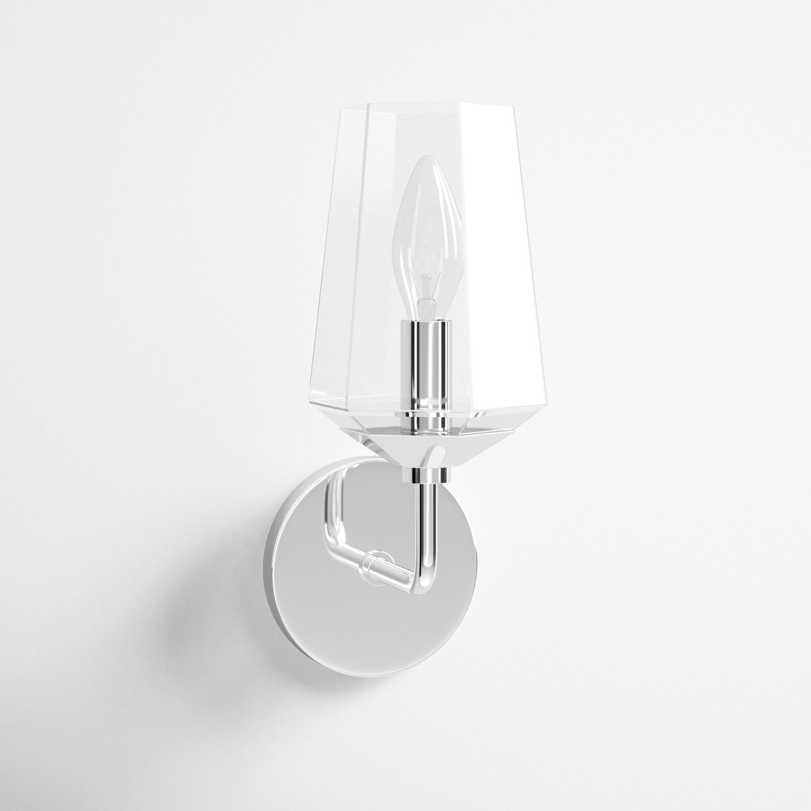 Mauricio Single Transparent Dimmable Bath Sconce, Polished Nickel