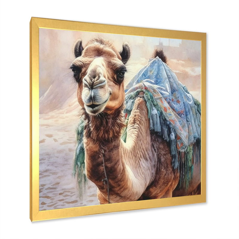 Camel Desert Nomad III sur toile, H 16 po x l 16 po x P 1 po, Cadre doré à une seule photo