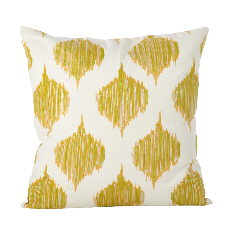 Cotton Down Geometric Throw Pillow, Mustard