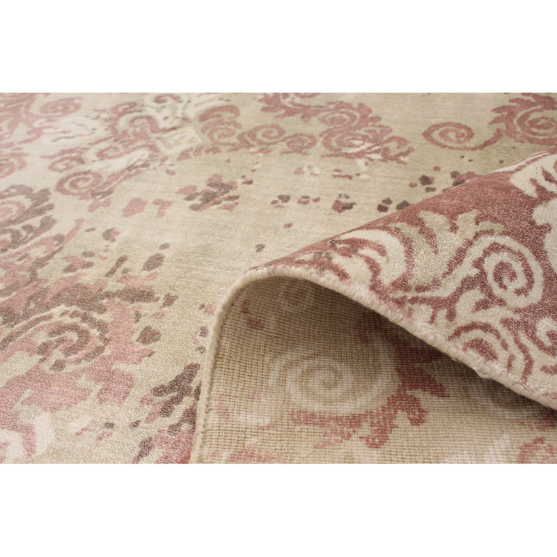 Tapis zone de viscose 5 pi 2 po x 7 pi 5 po à la main one-of-kind-noué la 2010 light kaki Suazo
