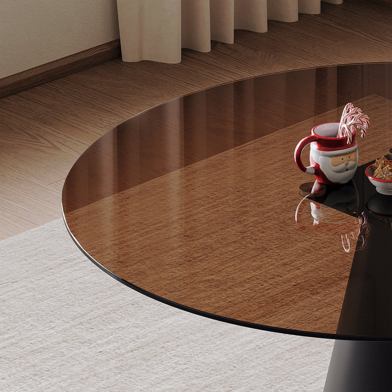 35-Inch Round Glass Dining Table Tempered Glass Tabletop Carbon Steel Legs