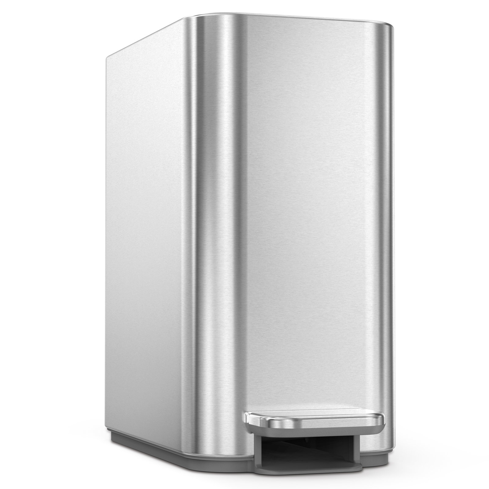 simplehuman 1.3gal Slim Steel Step-On Can, Brushed