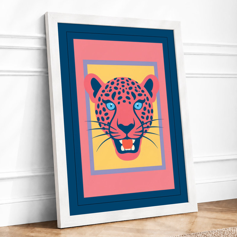 Bold Leopard Pop Art - Framed Print, A4 - 29.7 x 21.0 cm, White