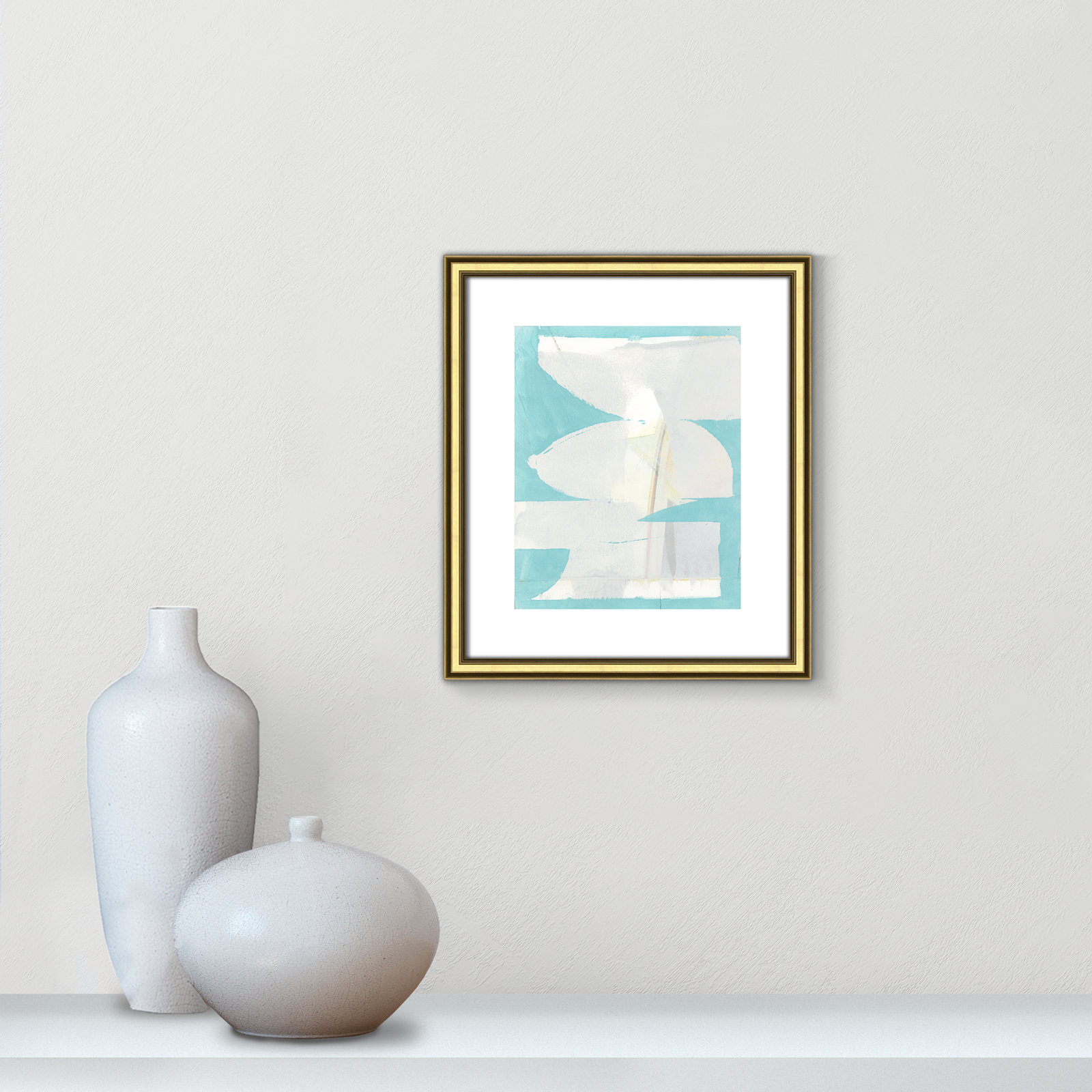 Nara "Carve I" Painting, 16.25" H x 14.25" W x 0.88" D, Gold Framed Paper