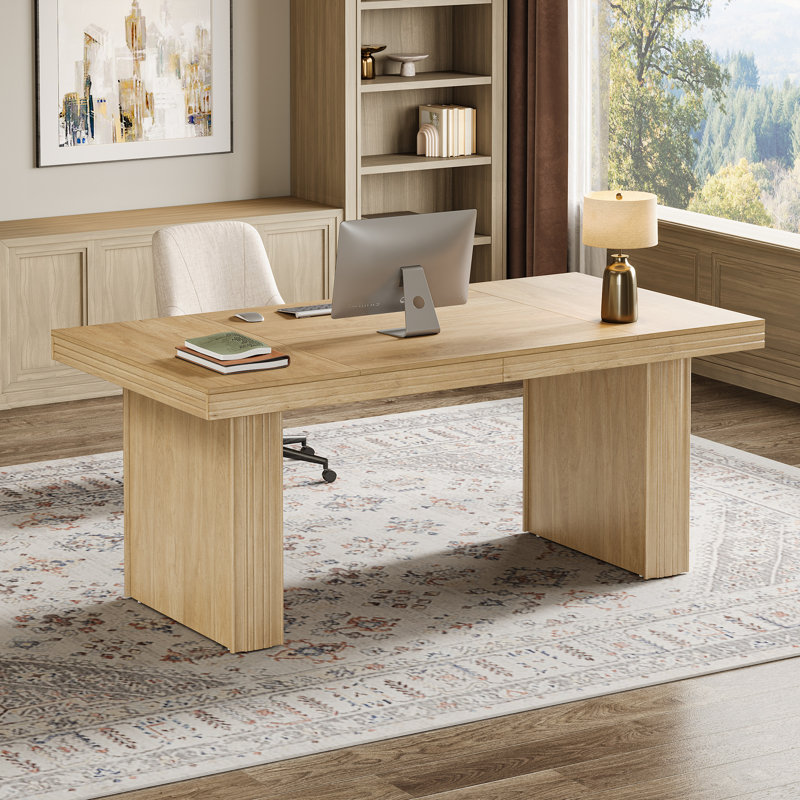 63" W Executive Desk with Pedestal Base, Yellow