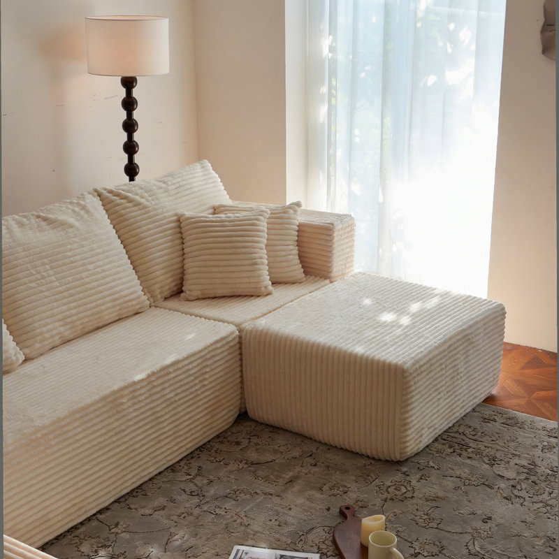 Canapé modulaire en tissu avec repose-pieds de 134 po de largeur