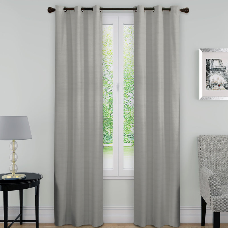 Nikki Solid 100% Blackout Themaback Grommet Window Curtain, 40" W x 63" L, Gray