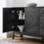 Buffet 60,5 po avec rangement, buffet de style maison de campagne cannelée avec motif géométrique et tablettes réglables, meuble télé de style Mid-Century pour le salon, la cuisine, le vestibule, la salle à manger, noir-485068726