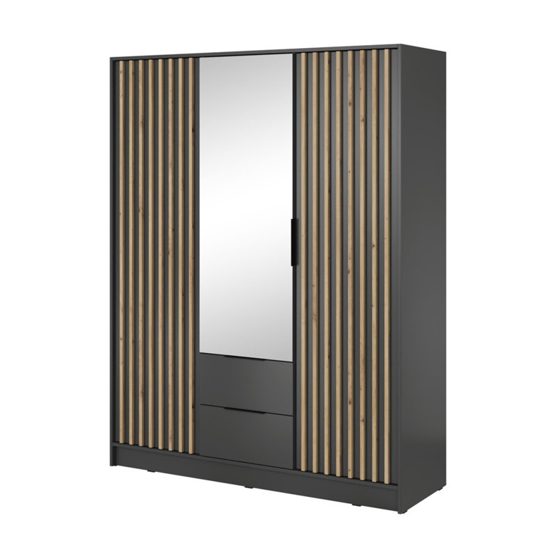 Bertina 3 Door Wardrobe, Dark Grey