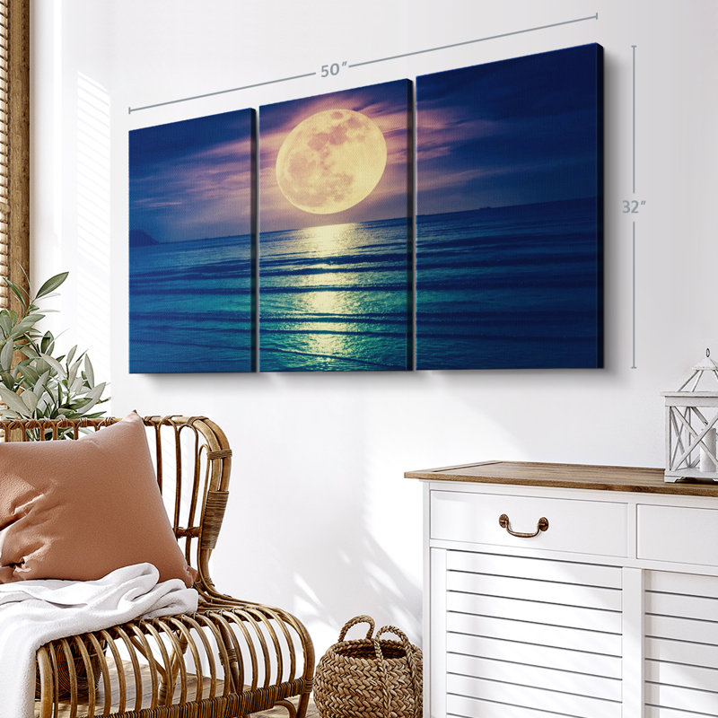 «Lune jaune» 3 pièces, H 32 po x l 50 po x P 1,25 po