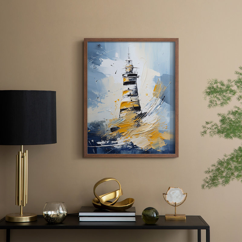 NAUTICAL Series DXXII Framed Print - Solid Wood, H 11 po x l 9 po, Walnut