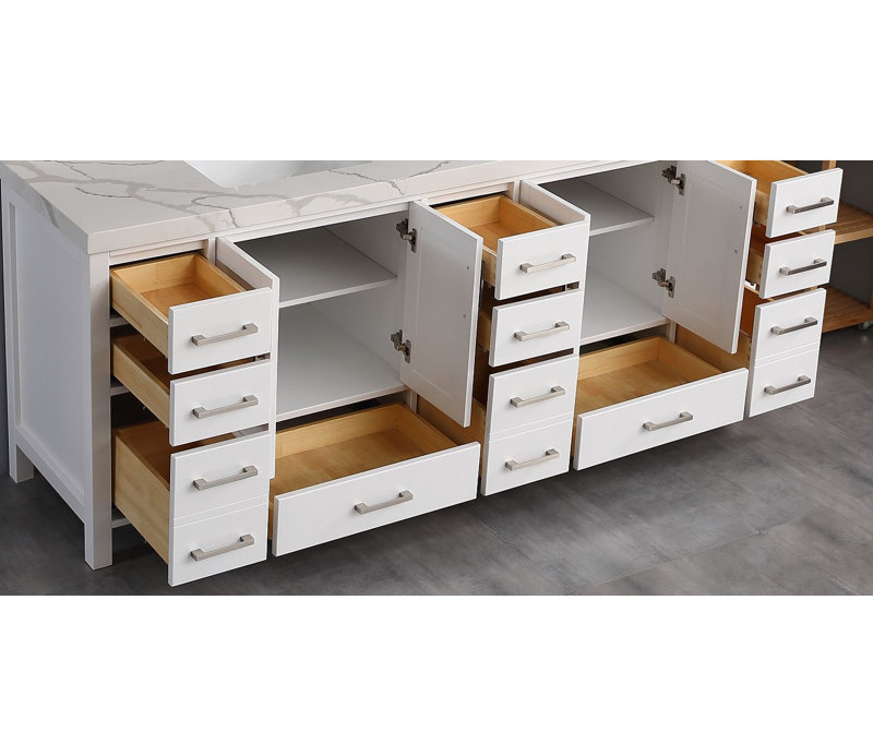 Ensemble de meuble-lavabo double 84 po Uckfield, Blanc, Blanc