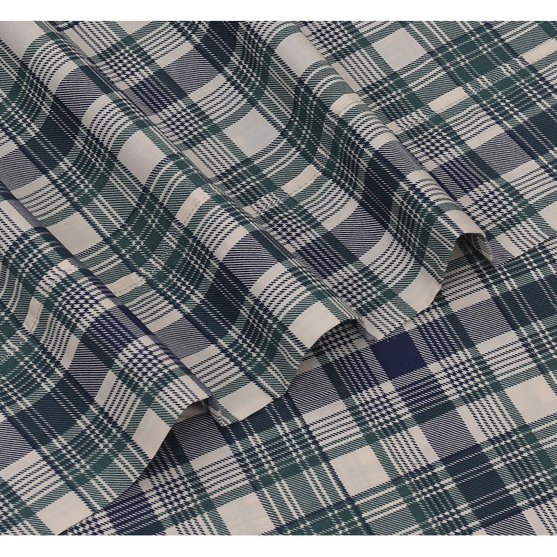 100% Cotton Sheets Sets Soft Crispy Percale Cooling Sheets 16 Inch Deep Pocket Bed Sheets, Greenish Blue Plaid