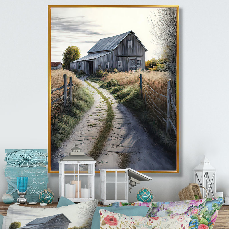 Art mural Aynsley, H 32 po x l 24 po x P 1 po, Toile avec cadre flottant or