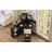 Corner Vanity Desk Set With Storage Cushioned Stool And Charging Station, Triangle Makeup Desk With Removable Pull-Out Side Cabinet, Glass Tabletop Makeup Vanity Desk With Drawer And Shelf, Black-646710251